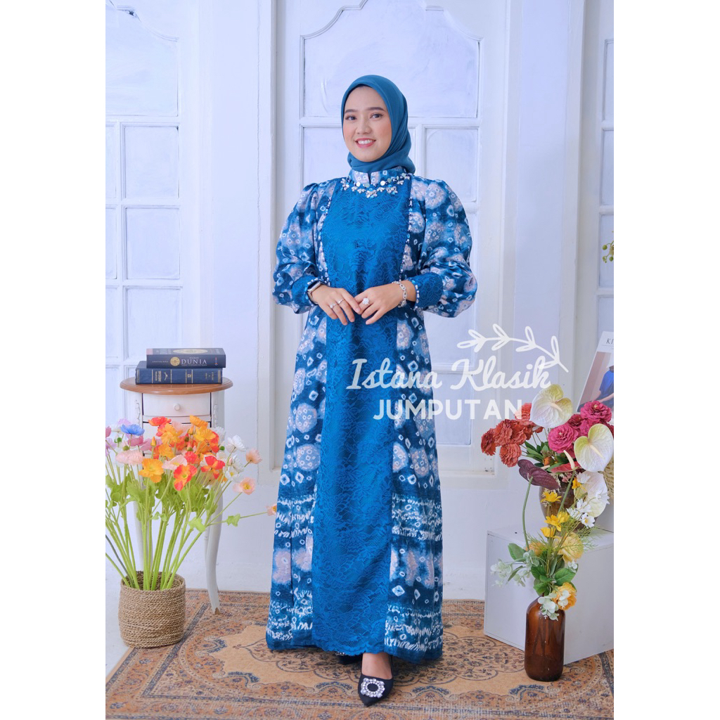 LAILA DRESS JUMPUTAN GAMIS JUMPUTAN RAYYA DRESS JUMPUTAN KOMBINASI BRUKAT GAMIS JUMPUTAN MEWAH ASLI 
