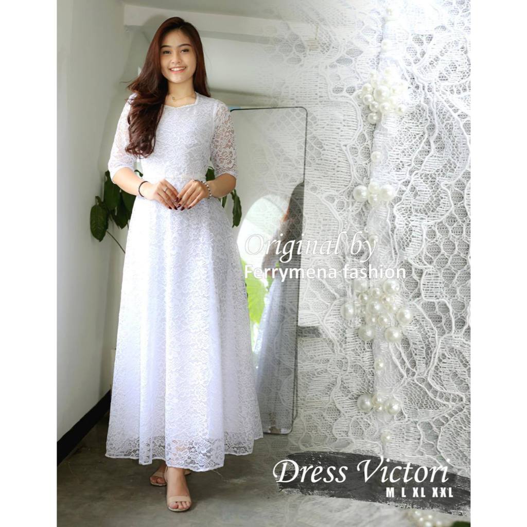 Long Dress Victory Brokat Edisi Natal dan Tahun Baru Imlek Ld 96-120cm