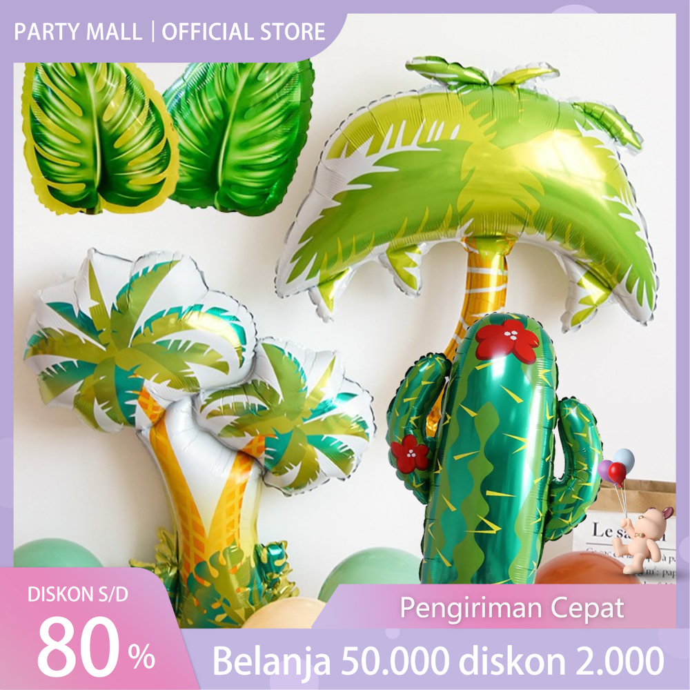 Balon Foil JUMBO Pohon Batang Kelapa / Palem / Coconut Palm Tree / Foil Kaktus Hijau Besar / Pohon P