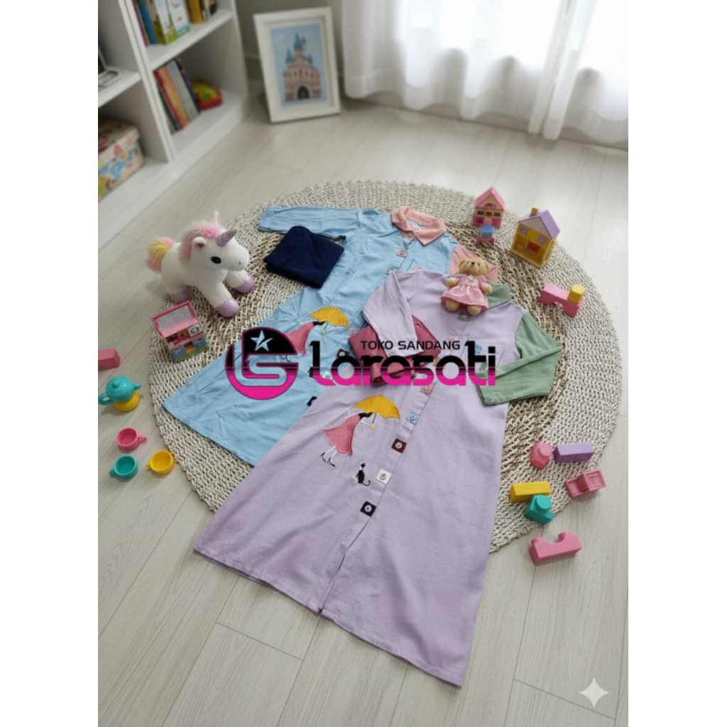 GAMIS ANAK PEREMPUAN LINEN PREMIUM TERKINI