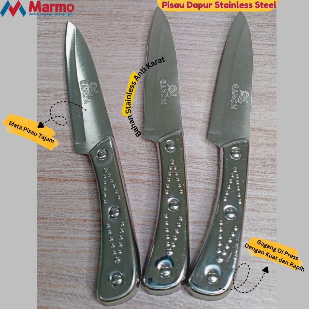 Pisau Dapur Stainless Stell / Pisau Buah , Daging Stainless Panjang 21cm