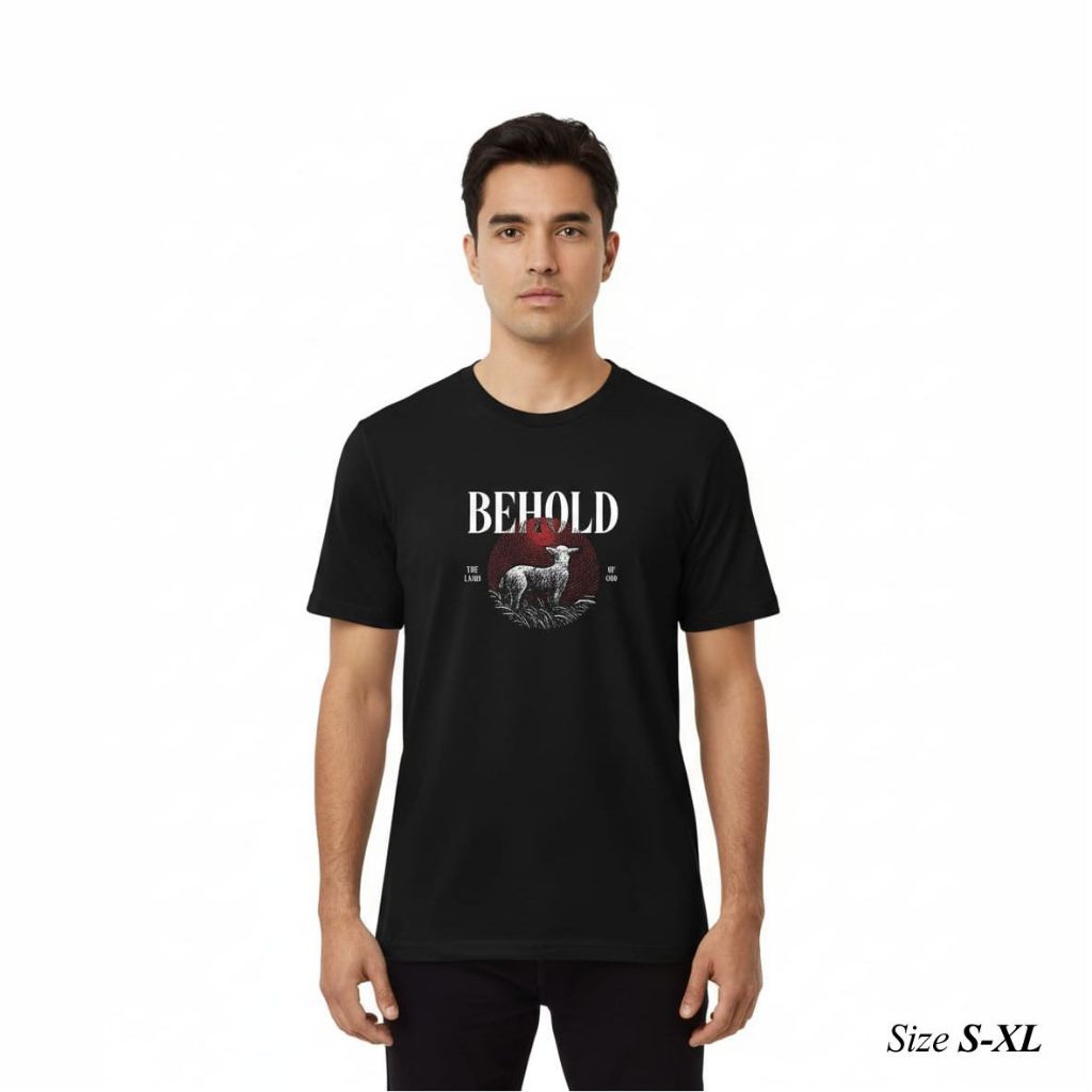 BEHOLD T-Shirt Hitam Bahan Combat Knitto Textile Indonesia