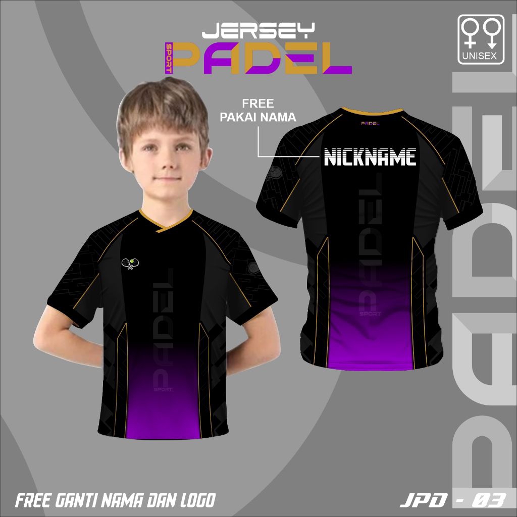Baju anak padel kaos jersey olahraga padel baju jersey padel