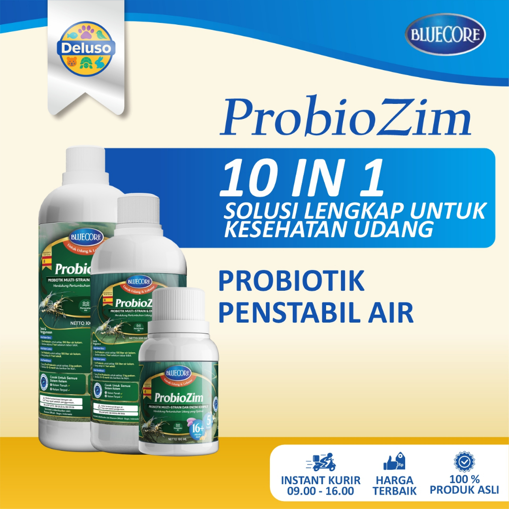 Bluecore ProbioZim Probiotik Udang Vaname Lobster Penstabil Air Kolam dan Membantu Serap Nutrisi