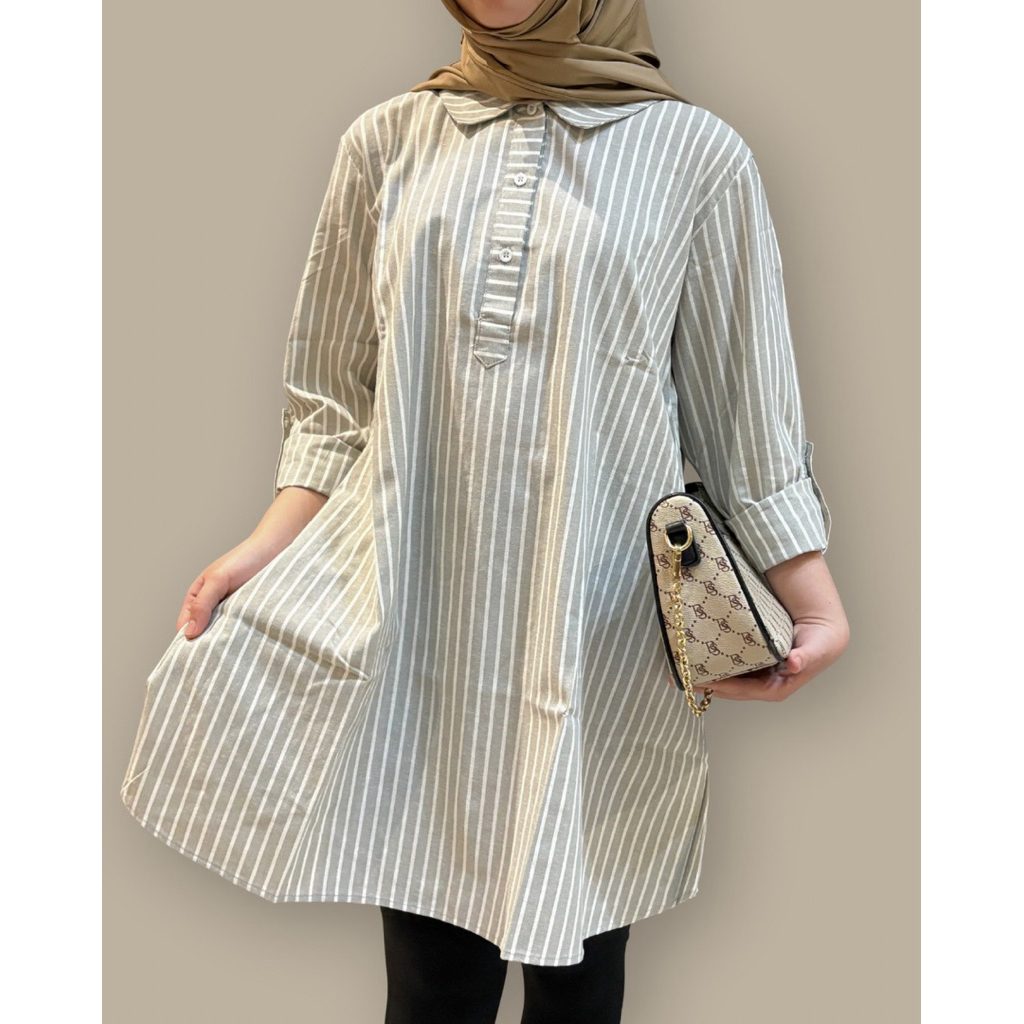 Tunik Atasan Wanita Muslim | Motif Garis |Jesselyn House