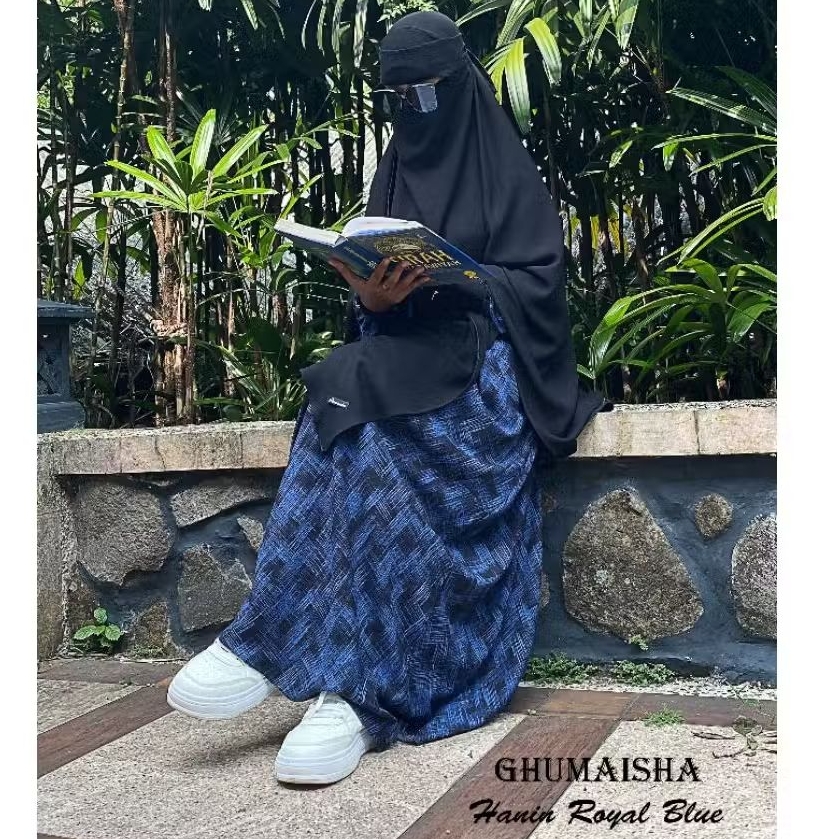 abaya viscos Hanin warna blue by ghumaisha collection