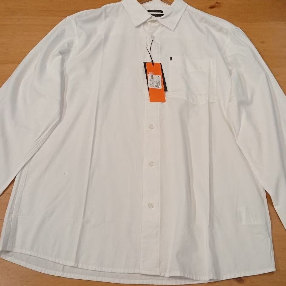Mgee Kemeja Lengan Panjang Polos Pria Reguler Fit Putih Ezra White