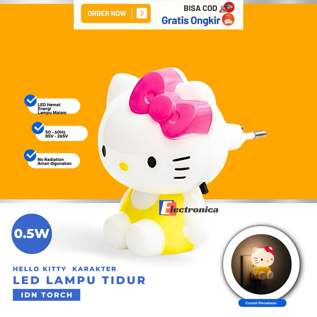 LAMPU TIDUR KARAKTER HELLO KITTY LUCU MINI / LAMPU TIDUR ANAK LED HEMAT ENERGI / MINI LAMP HELLO KIT
