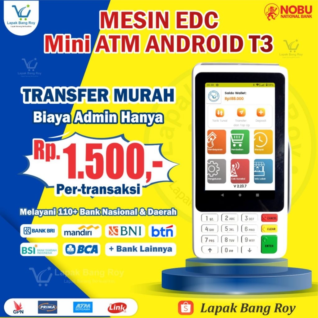 Mesin EDC Android MINI ATM T3 - NOBU BANK RESMI ORIGINAL dan BERGARANSI || DUAL MINI ATM bisa DAPAT 
