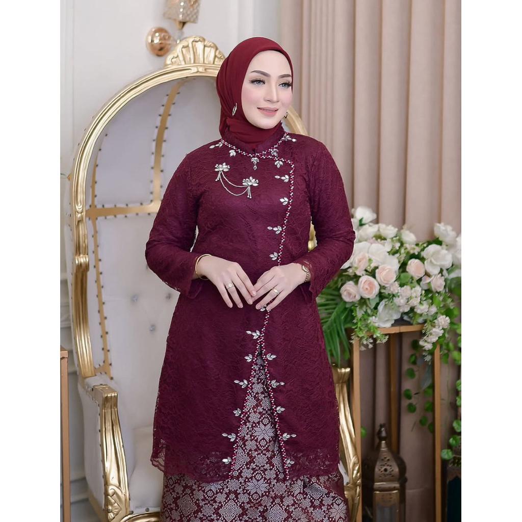 Kebaya Janggan Burkat Wisuda/Tunik burkat Payet Mutiara Kondangan Remaja/Kebaya Wisudah/kebaya Moder