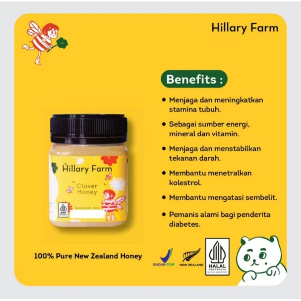 Hillary Farm Clover Honey Madu clover 250 gram