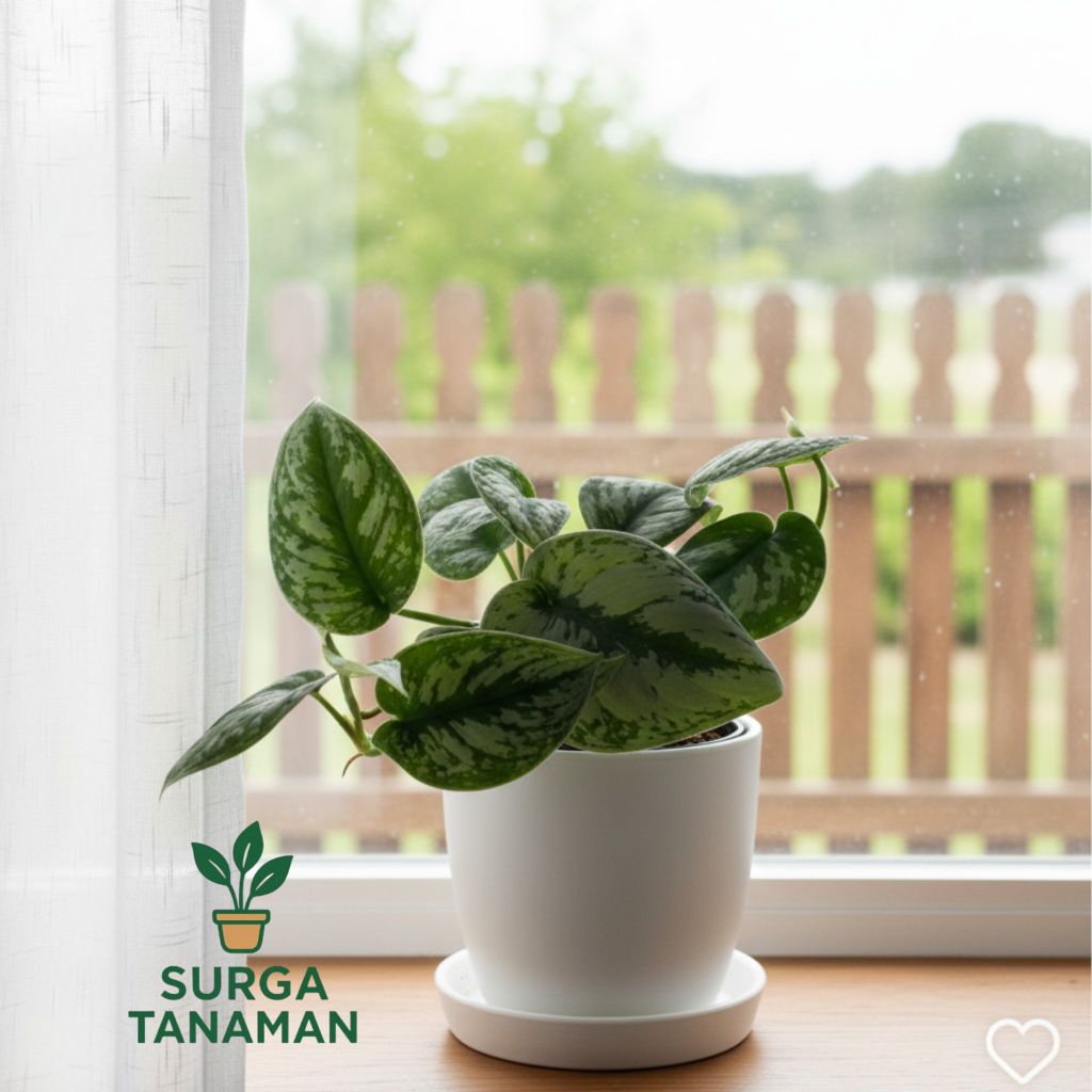 Tanaman hias indoor scindapsus pictus - tanaman scindapsus pictus - tanaman sirih gading pictus - ta