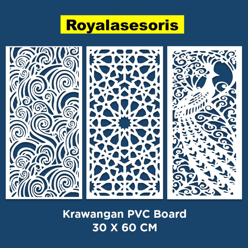 PROMO KRAWANGAN PVC BOARD 30X60CM TEBAL 5MM ORNAMEN PARTISI HIASAN DINDING RUANGAN