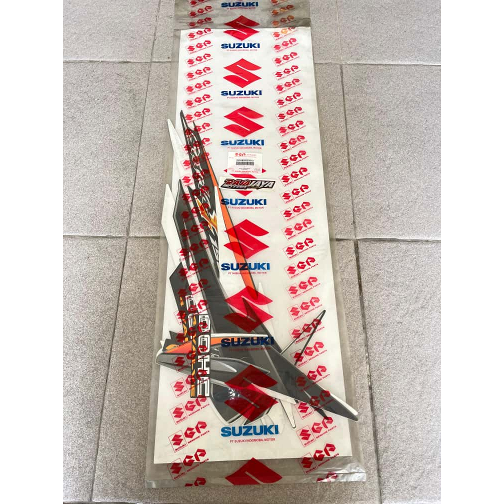 striping set sticker assy fu ckd 2008 warna abu abu grey satria f 150 original sgp baru