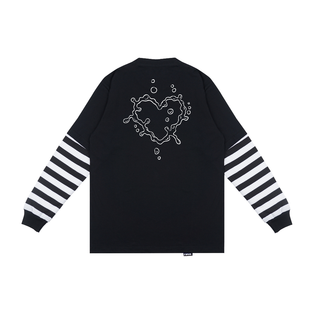 Troy Company Double Sleeve Longsleeve Black Stripe Bubblove - Kaos Lengan Panjang Kaos Hitam Stripe DSD 3338