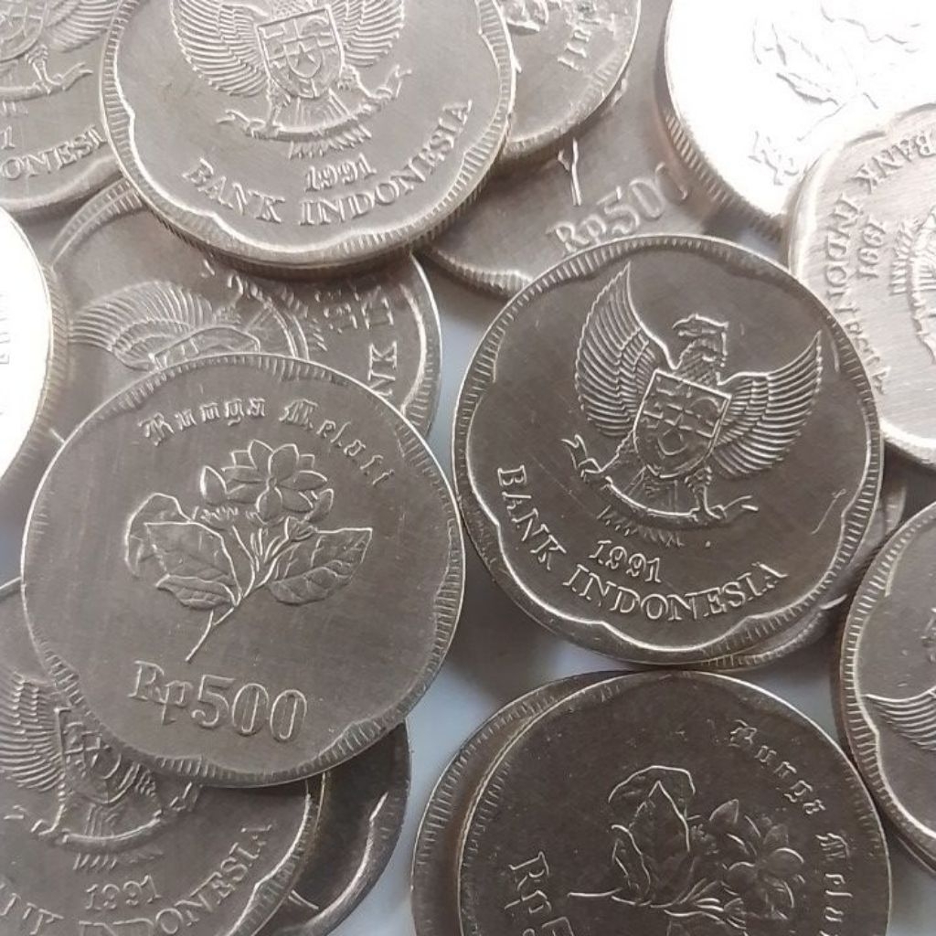 UANG KUNO 500 RUPIAH KUNING MELATI BESAR TAHUN 1991