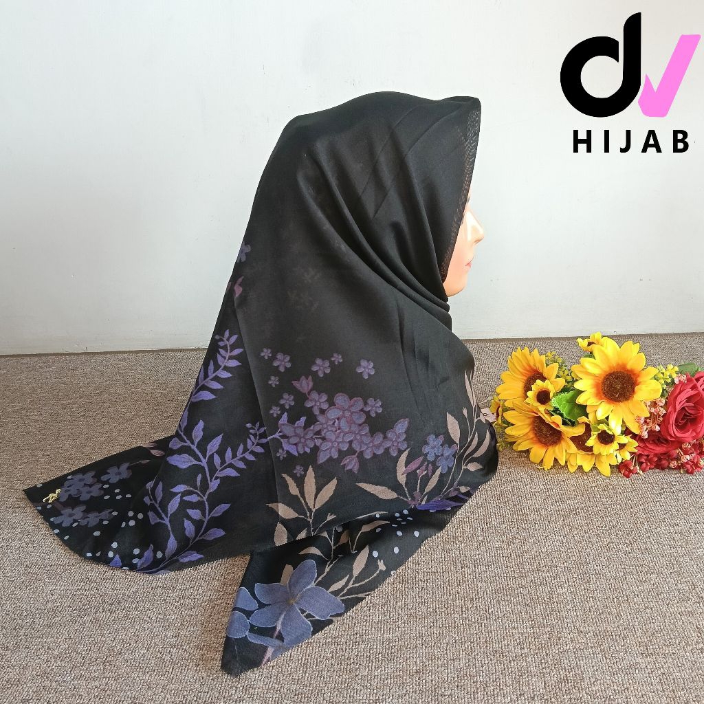 3Pcs Azara Black Edition/ Azara motif/ segiempat motif kekinian Hitam  Voal Lembut