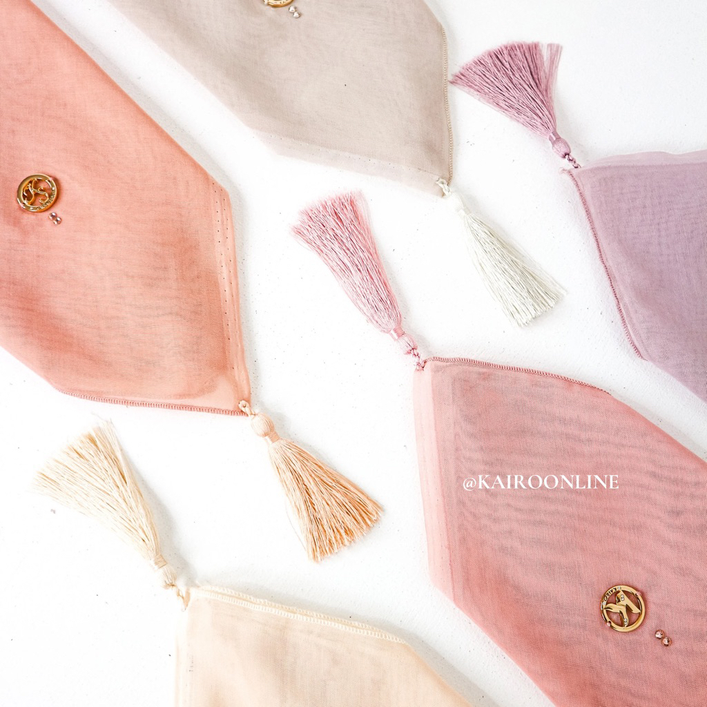 Kairo - Plain Tasel Swarovsky mutiara - Hijab Segiempat Paris japan premium 120 x 120cm