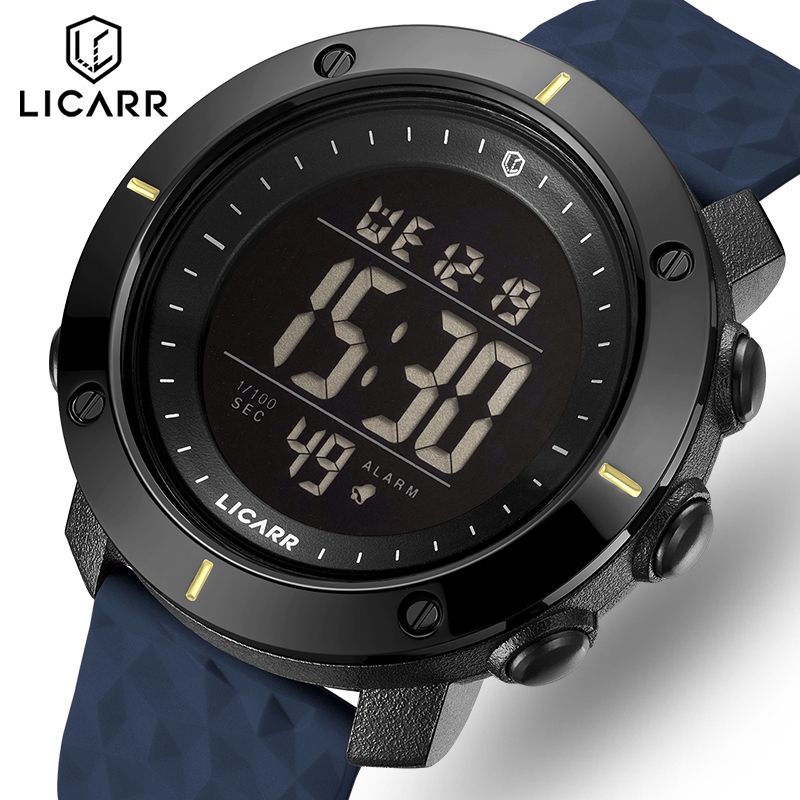 LICARR Jam Tangan Pria Olahraga Anti Air Digital Santai Fashion Alarm Multifungsi Stopwatch Jam Tang