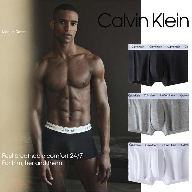 Calvin Klein Cotton Stretch Underwear Low Boxer Pria Celana Dalam-3PCS