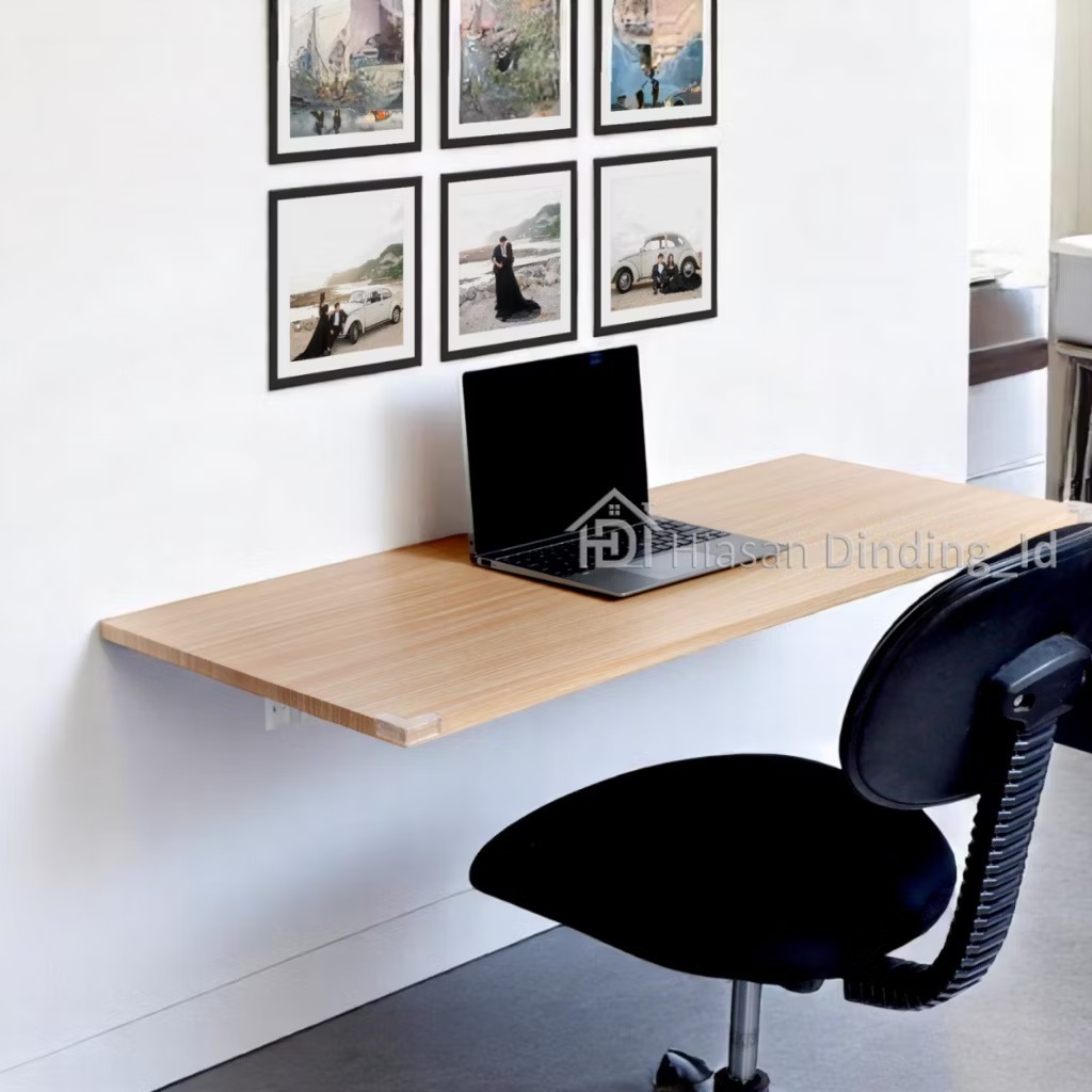 Meja Belajar Lipat Tempel Dinding Kayu Bracket