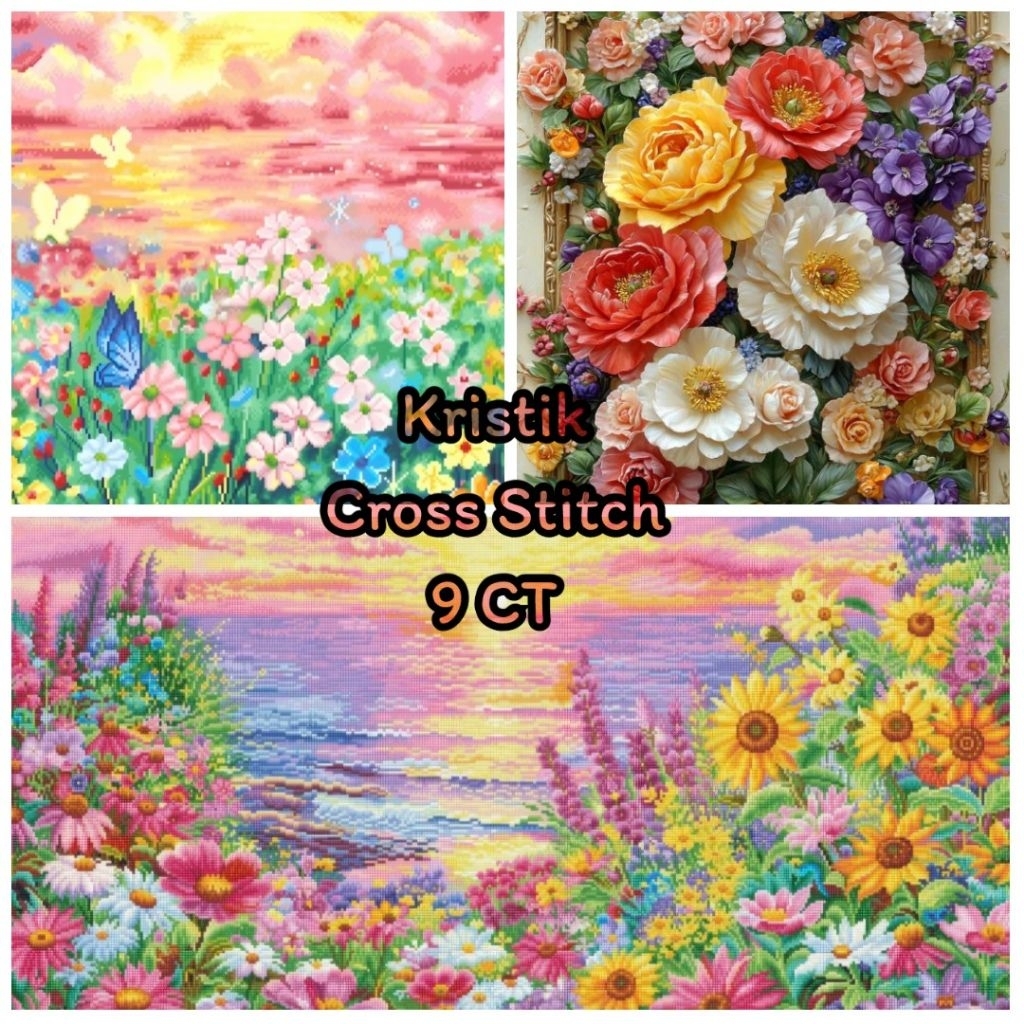 DIY Kristik Cross Stitch Sulaman Menyulam Embroidery set Menjahit Paket Jahit Merajut Pemandangan