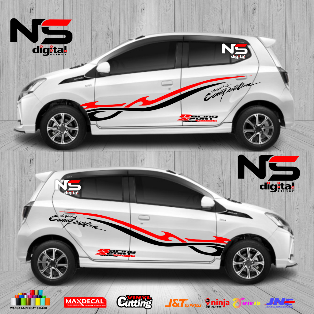 2 PCS KANAN-KIRI Stiker Mobil Ayla Putih Hitam Terbaru 2023 Vinil