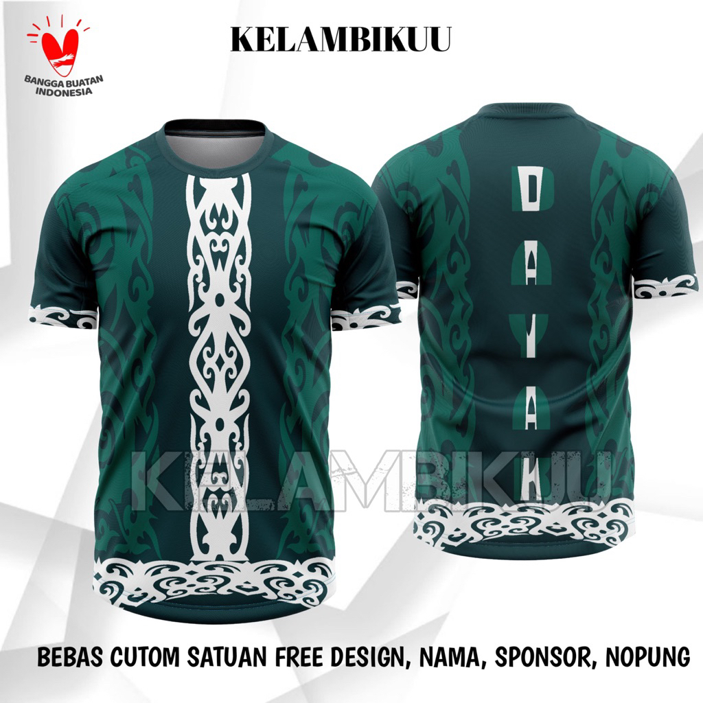 kaos jersey motif batik dayak kalimantan/baju kaos motif batik kalimantan/kaos jersey motif batik