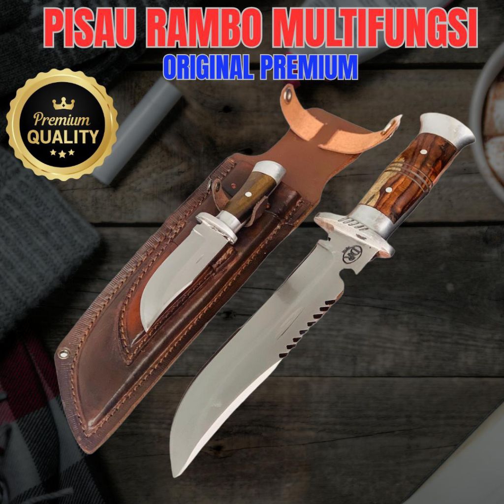 pisau survival beranak baja per SUP9 tidak mudah gompal lengkap dengan sarung nya