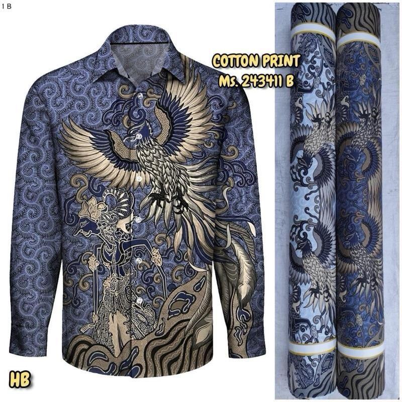 Rick Timofey Kemeja Batik Pria Slimfit Baju Lengan Panjang Furing Premium 2937 Biru Tua