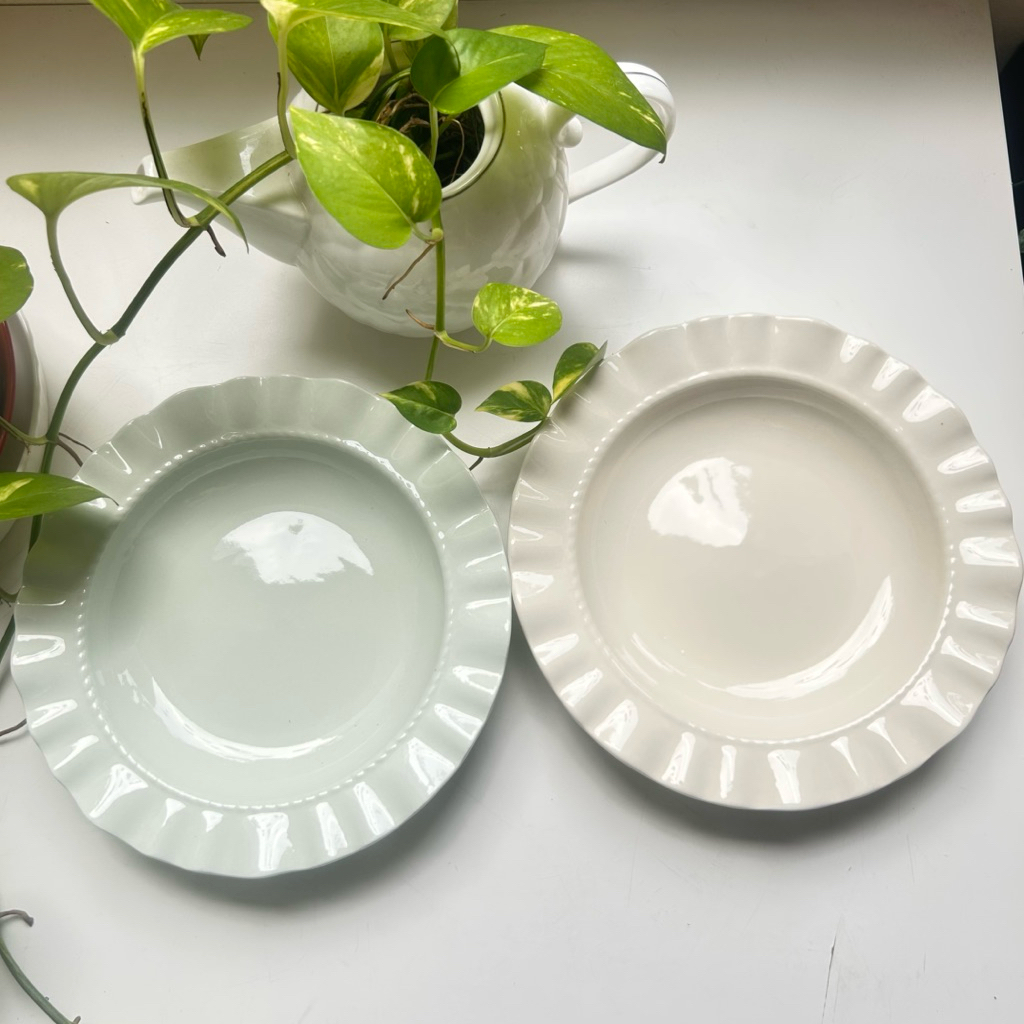 Piring Keramik Gelombang Vintage Estetik | Piring Makan Aesthetic Korean Style