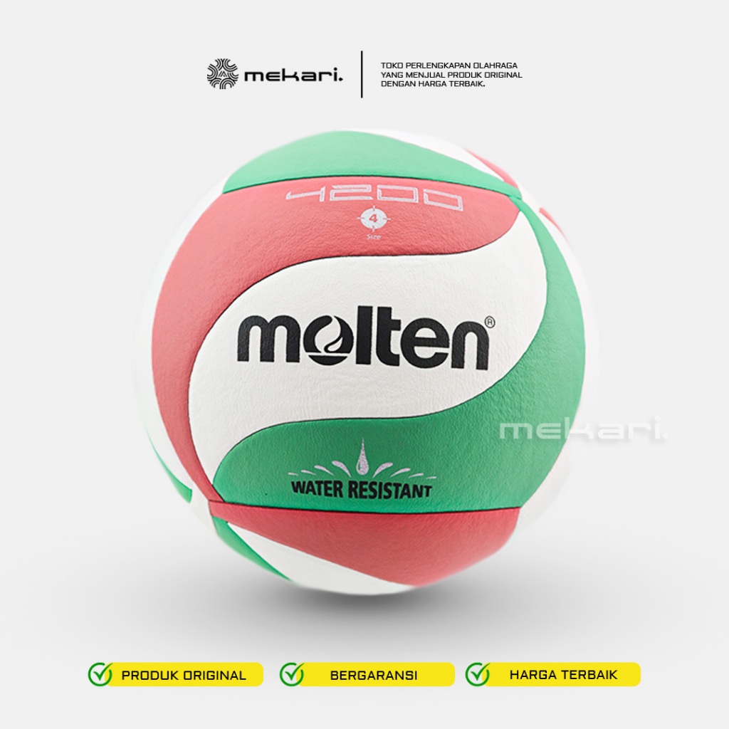 Bola Volley Molten V4M4200 PU Leather (Water Resistant) - SIZE 4 ( Indoor / Outdoor Volly Ball )