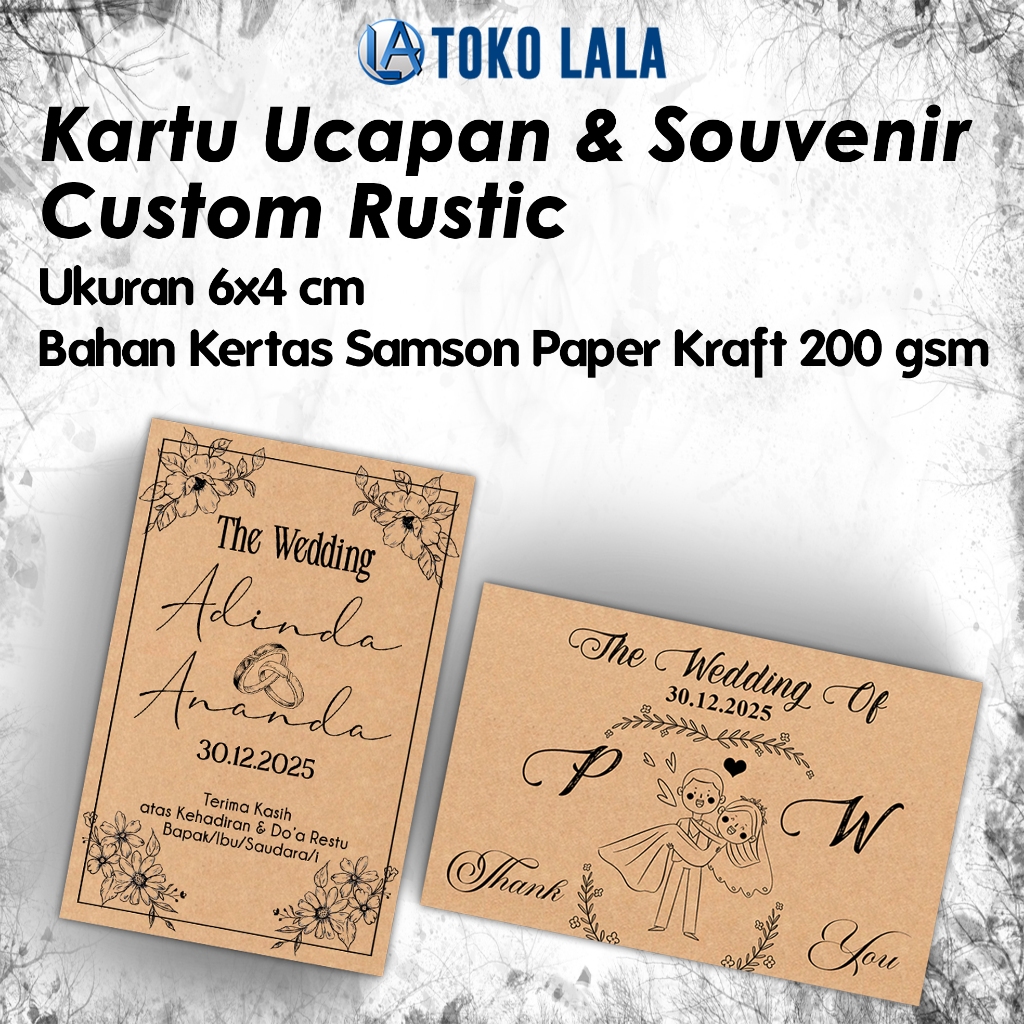 KARTU UCAPAN TERIMA KASIH & KARTU PENUKARAN SOUVENIR CUSTOM RUSTIC.