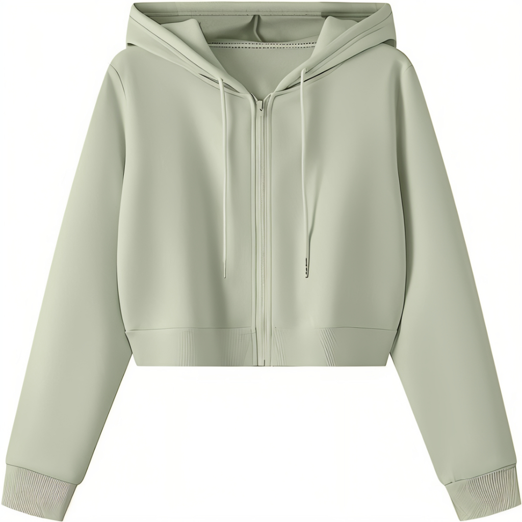OBLO Basic Hoodie Zipper Crop Polos Jaket | Jaket Hoodie Crop Polos Wanita