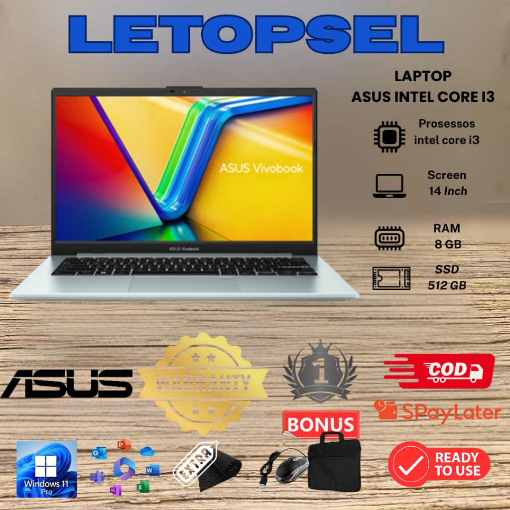 Laptop Asus Intel Core i3 - Ram 8GB/512GB SSD - Win 10 / 4/500gb