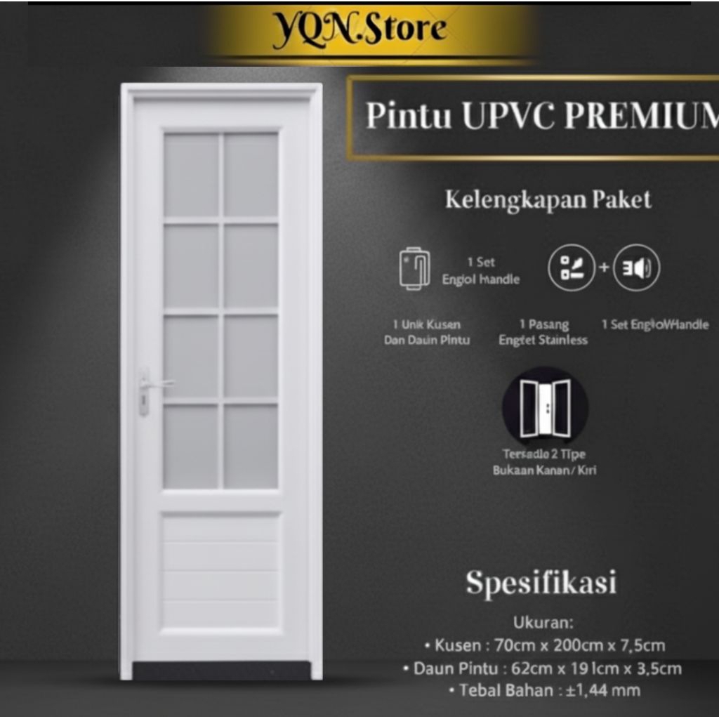 Pintu Kamar Mandi UPVC 70x200 cm Minimalis Modern