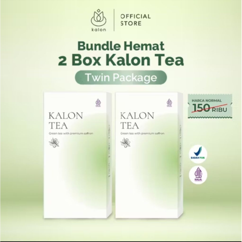 Paket 2 Pcs Kalon Teh Hijau Premium Saffron Green Tea - Minuman Kalon Tea