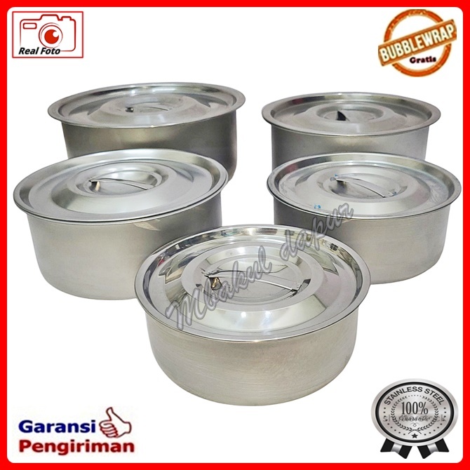Panci stainless plus tutup set 5 pc Panci stockpot Panci set serbaguna Chriper Stainless Tebal