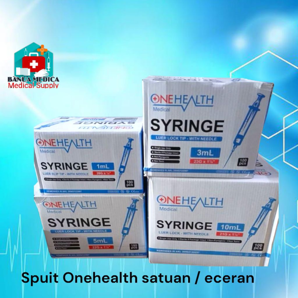 Spuit Onehealth 1cc, 3cc, 5cc, 10cc 1 box isi 100pcs