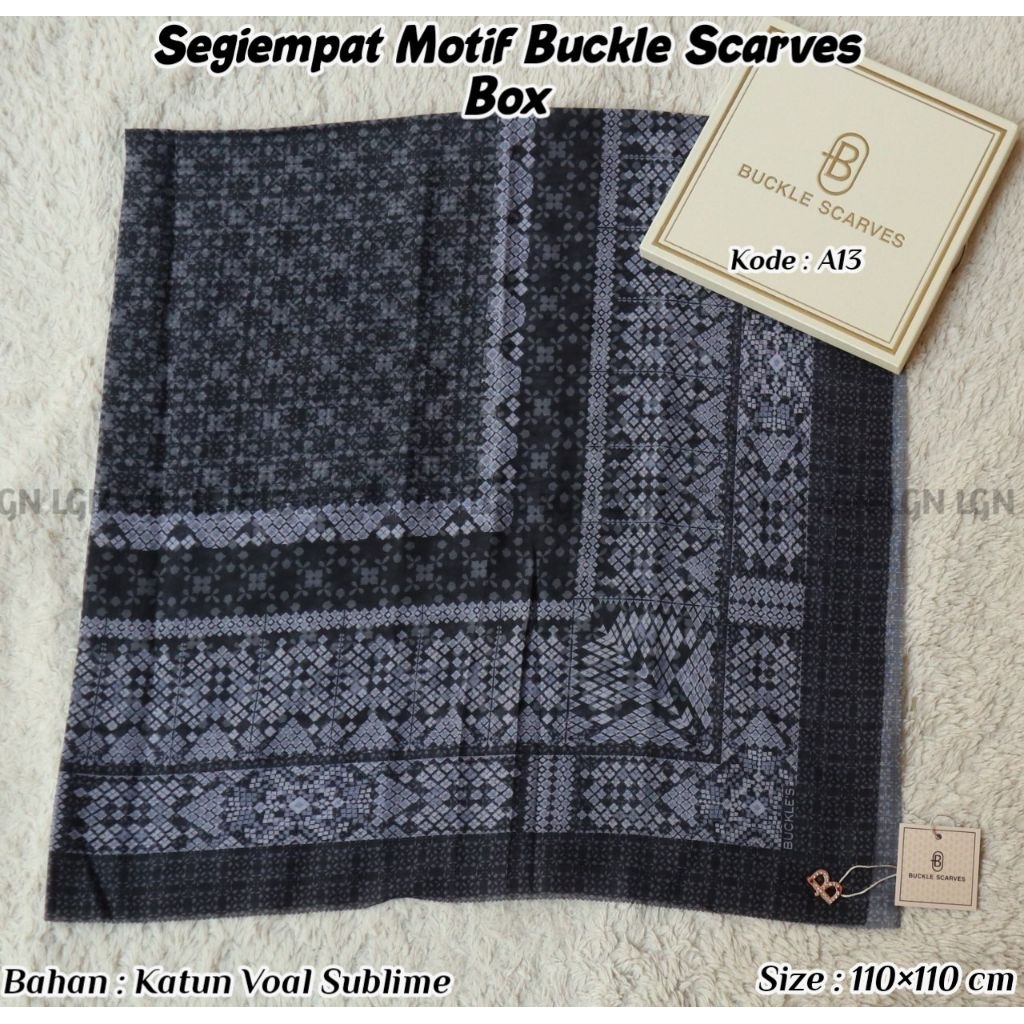 (Lita grosir) Segiempat Buckle scarves box premium | lita grosir nganjuk | segiempat buckle | segiem