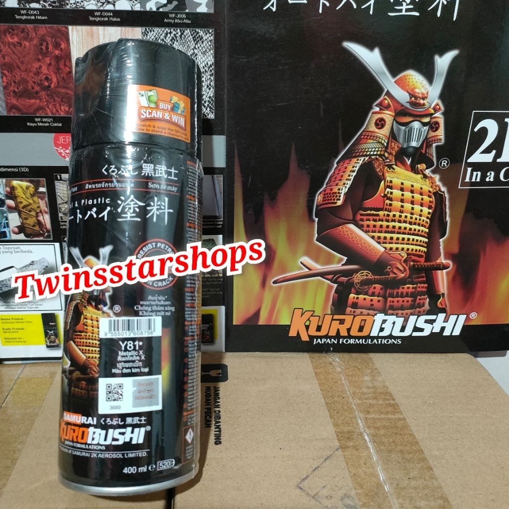 Pilok Pylox Pilox Cat Samurai Hitam Metalic Y81 Black Metalik Glossy Mengkilap Spray Paint 400ml
