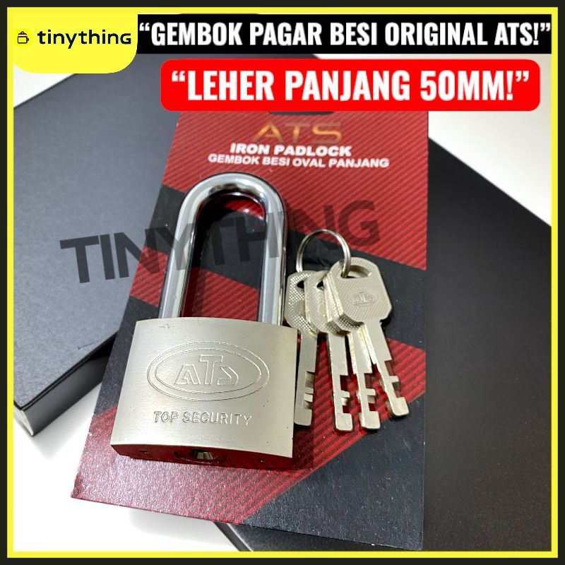ATS gembok 50 panjang pagar gembok pintu rumah Kunci Gembok 50mm ATS Leher Panjang Gembok Pagar