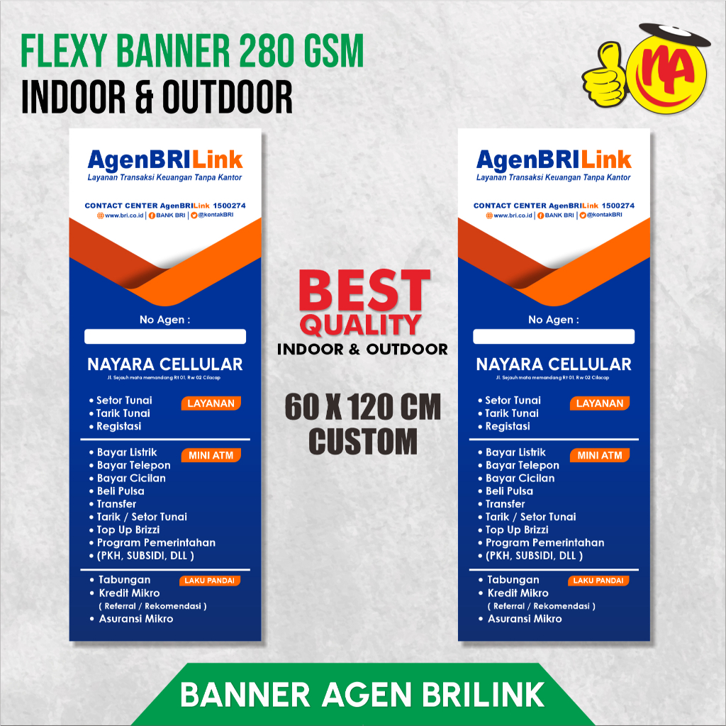 Spanduk Banner Agen BRILINK / Spanduk Banner BRILink Custom / Spanduk Banner BRILink 60 X 120 cm