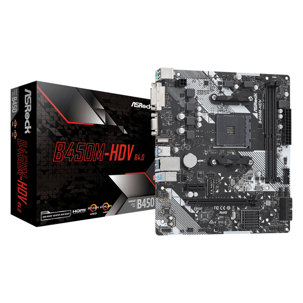 Asrock B450M HDV R4 Motherboard AMD - Mobo B450 Asrock AM4, DDR4, NVME