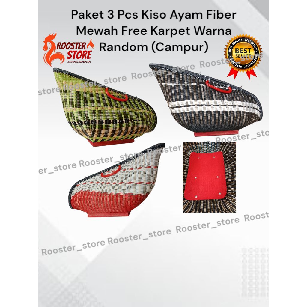 FREE KARPET Isi 3 Pcs Kiso ayam Fiber Mewah Kisa Ayam Bangkok Kiso Ayam Aduan Best Seller