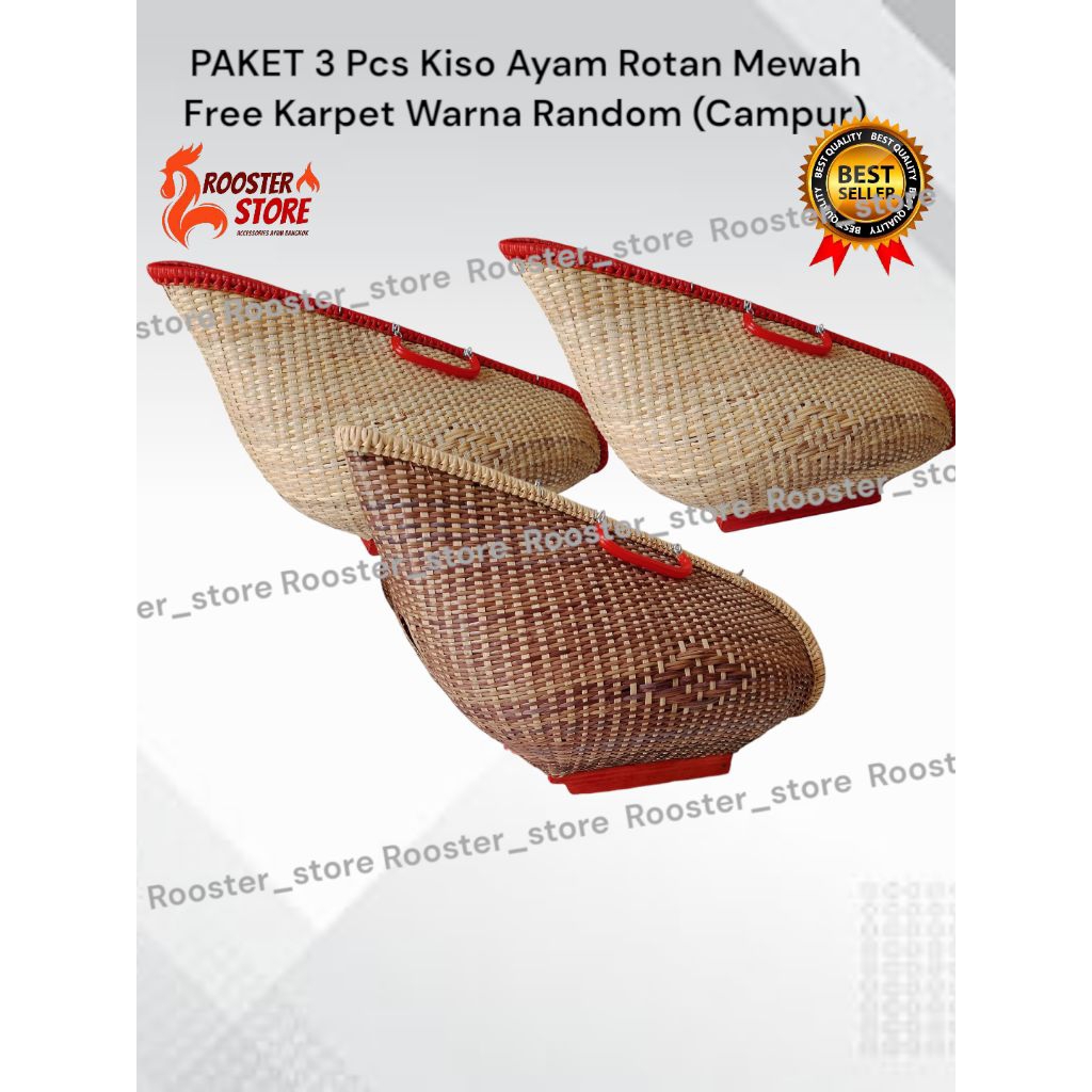 PAKET MURAH 3 PCS KISO AYAM ROTAN FREE KARPET TAS AYAM BANGKOK BAHAN ROTAN KISA AYAM ADUAN MEWAH KIS