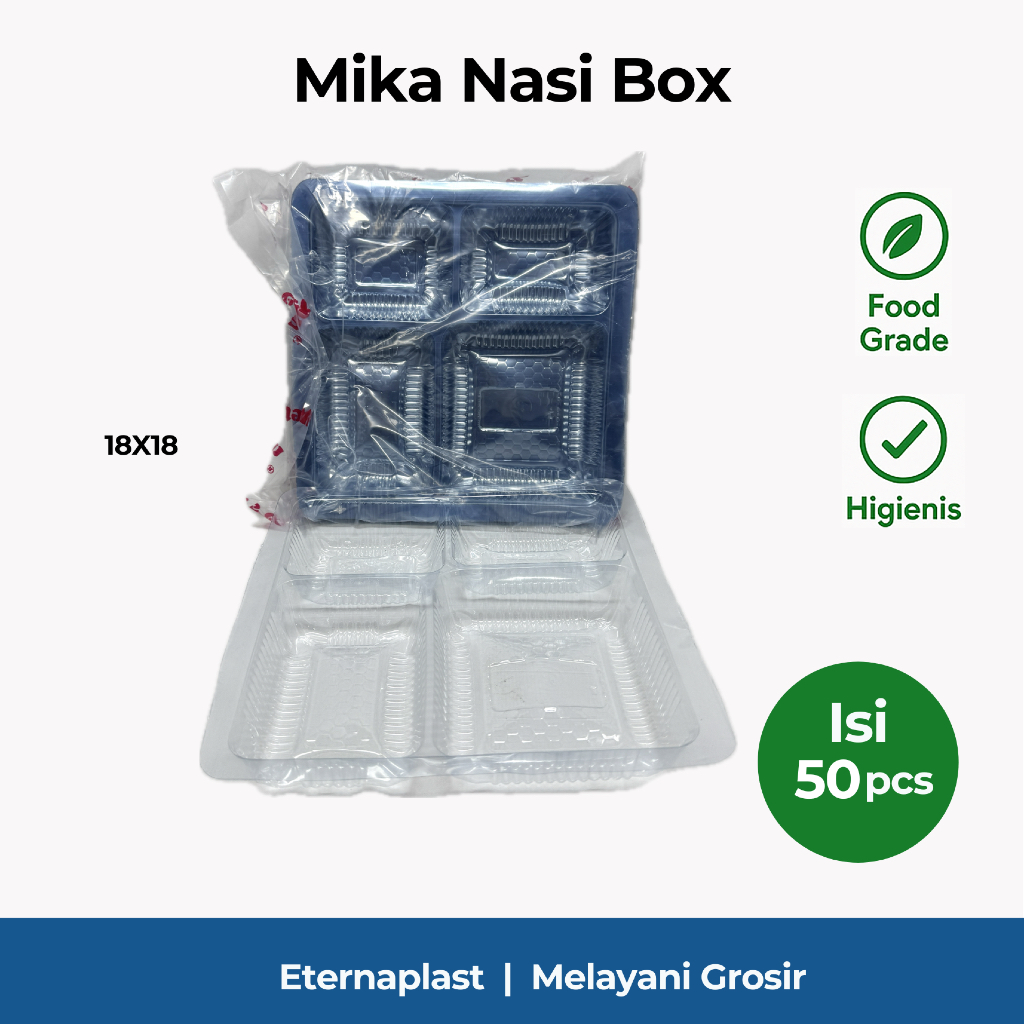 (50PCS) Mika Tray Sekat | Mika Nasi Kotak | Mika Sekat 4 | Mika Sekat 5 | Mika Nasi Box Catering