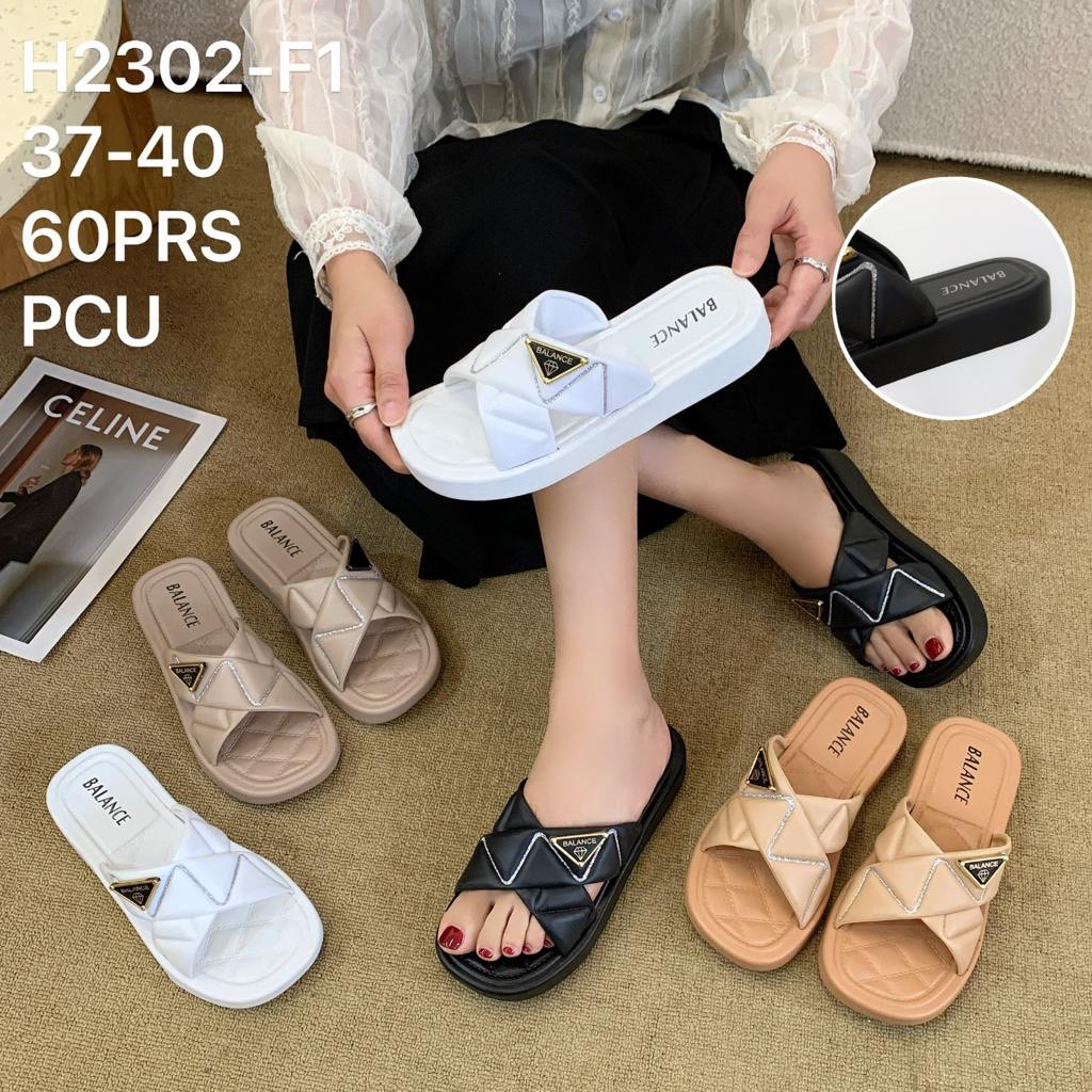 Sandal Selop Wanita Karet Import BALANCE Motif Silang Sol Tebal sandal selop balance perempuan sanda