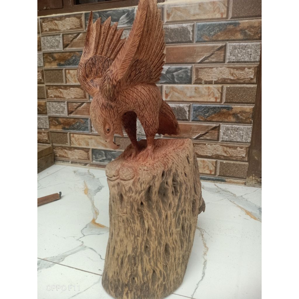 Ukiran kayu burung alap alap 3dimensi