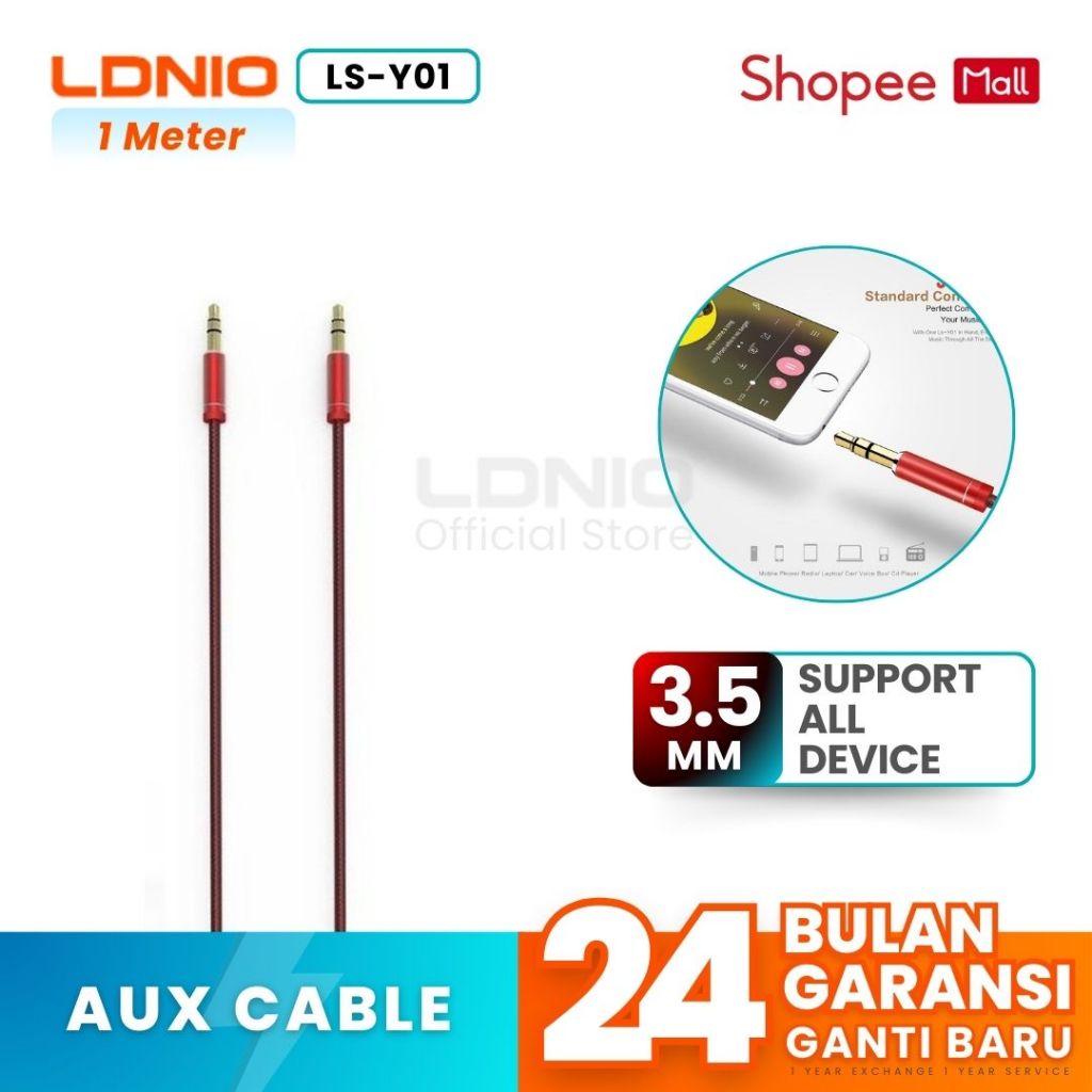 LDNIO LS-Y01/Y02 Kabel AUX Jack 3.5mm Kabel Audio 1 Meter